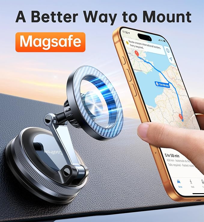for MagSafe Car Mount【Windshield+Vent+Dash】Magnetic Phone Holder for Car Phone Holder Mount Cell Phone Holders for Your Car Accessories Suction Phone Mount for Car Truck Stand for iPhone 17 16