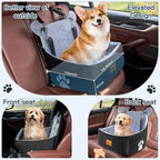 Dog car Seats for Small/Medium Dogs up to 33lbs- Washable, Waterproof, Dog Booster & car Seats with 2 Easy-Install Safety Belts, Non-Slip Base & Storage Pocket(Grey Black).