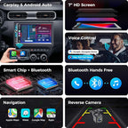 7" Double Din Car Stereo with Wireless Apple Carplay & Android Auto, Bluetooth, 240W, SWC, Subwoofer Out, Mirror Link, USB-C/AUX/TF, FM/AM Car Radio Receiver, Backup Camera