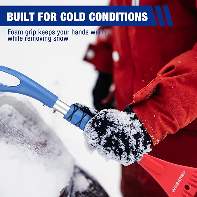 27" Snow Brush and Ice Scraper for Car Windshield, Car Snow Brush and Ice Scraper with Foam Grip, 2-in-1 Detachable Snow Removal Tool, Storage Bag Included, 2 PC