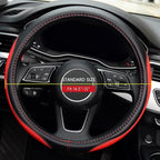 Microfiber Leather Auto Car Steering Wheel Cover, Universal 15 Inch Anti-Slip Wheel Protector, Red