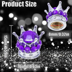 4PCS Crown Bling Tire Stem Valve Caps, Crystal Diamond Car Wheel Tire Valve Caps Universal Copper Core Stem Covers for Cars, SUV, Trucks, Bikes, Motorcycles, Bicycles (Silver & Purple)