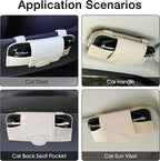 KINIVA Sunglasses Holder for Car Visor Leather Glasses Case with Clips for Car Visor Automotive Interior Visor Accessories Apply to All Car Models (10 Beige)
