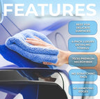 Eagle Edgeless 500 (4-Pack) Professional Korean 70/30 Blend Super Plush Microfiber Detailing Towels, 500GSM, 16in x 16in, Blue