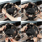 Brown Cow Print Steering Wheel Covers Universal 15 Inch Car Wheel Cover,Anti-Slip Breathable Car Accessories Protector Fit for Trucks,Sedans,SUVs,Vans