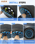 Hubcap Wheel Covers Hub Caps 15 Inch Set of 4 Black & Blue Universal Wheel Rim Cover R15 Stylish Car Decor Wheel Covers for Toyota Camry Nissan Mazda (TT Black & Blue, 15 inch)