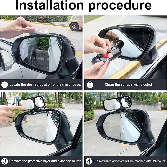 Blind Spot Mirror, Double Adjustable Mounted Blindspot Mirror HD Glass Wide Angle View, Universal, Left