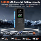 Y34 Tire Inflator Portable Air Compressor,4X Faster Inflation,10000mAh Cordless/12V DC 150PSI Air Pump for Car Tires with Digital Pressure Gauge/LED Light for Car,Motorcycle,Bike,Ball