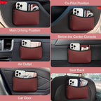 Universal Car Side Pocket Organizer, PU Leather Pouch for Car Seat, Door, Window, Console, Cards Trash Cell Phone Sunglasses Holder, Car Accessories, Red