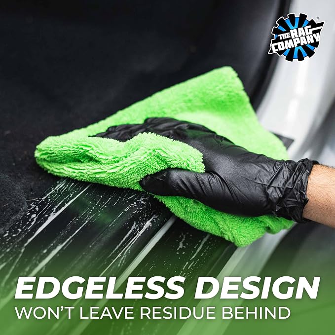 Creature Edgeless Auto Detailing Towels (10-Pack) Professional 70/30 Blend, Dual-Pile Plush Microfiber, Buffing & Polishing, 420gsm, 16in x 16in, Lime Green
