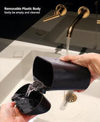 Mini Car Trash Can with Lid, Small Car Garbage Can, Cute Leakproof ABS Car Trash Bin, Car Accessories for Interior, Garbage Bin for Car, Home, Office with 60pcs Trash Bags Carbon Fibre