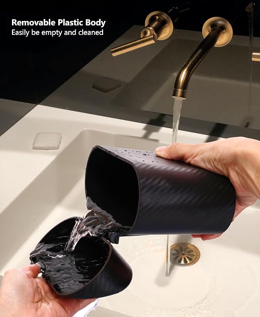 Mini Car Trash Can with Lid, Small Car Garbage Can, Cute Leakproof ABS Car Trash Bin, Car Accessories for Interior, Garbage Bin for Car, Home, Office with 120pcs Trash Bags Carbon Fibre
