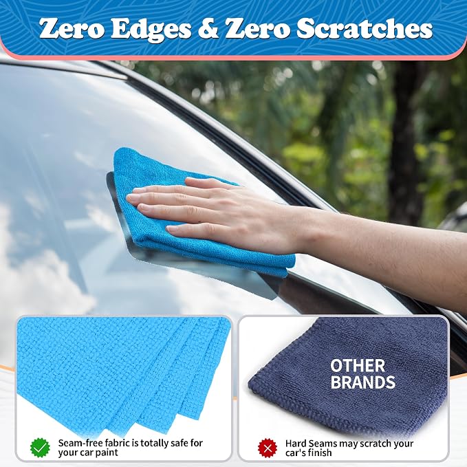 Shop Towels, Microfiber Cleaning Cloth Bulk, 200 Pack Microfiber Towels for Cars, All-Purpose Absorbent Cleaning Rags, Dust Cloth for Automotive, Mechanic, Garage, Bar, 11.5 x 11.5 inch