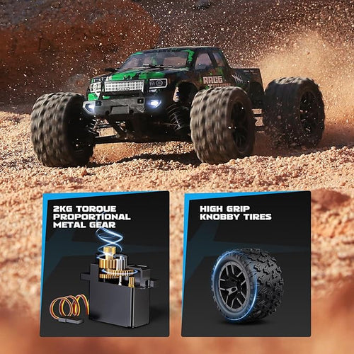 1:18 Scale All Terrain RC Car 18859, 36 KPH High Speed 4WD Electric Vehicle with 2.4 GHz Remote Control, 4X4 Waterproof Off-Road Truck with Two Rechargeable Batteries