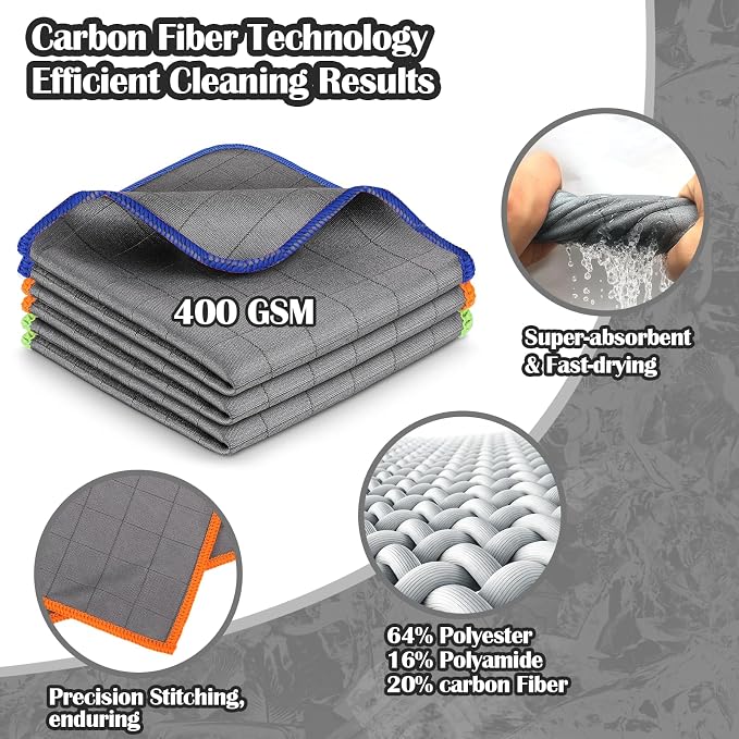 Microfiber Glass Cleaning Cloths,3 Pack Streak Free Miracle Cleaning Cloth,Reusable Lint Free Cleaner Towels for Kitchen,Windows,Mirror,Glasses,Car Windshields,Stainless Steel,11.8"×11.8"