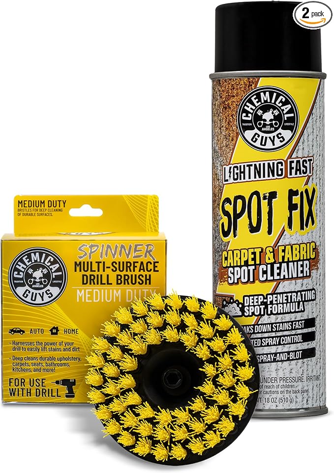 Lightning Fast Carpet Spot Cleaner With Carpet Drill Brush Attachment, Fabric Stain Extractor Interior Cleaning System For Car Carpets, Seats, Floor Mats And Upholstery - 18 Fl Oz