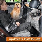 Dog Car Seat Cover with Mesh Window, 100% Waterproof Pet Seat Cover for Back Seat, Scratchproof Dog Hammock for Cars, Trucks, SUVs, Jeeps (Gray)