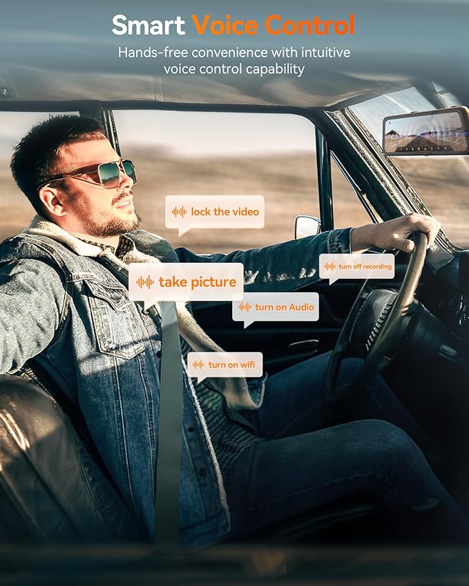 G900 PRO Mirror Dash Cam with 8MP STARVIS IMX678, 12 inches Rear View Mirror Camera with Front 4K and Rear 2.5K, Included 128GB Card, Voice Control, 5.8GHz WiFi, Loop Recording, G-Sensor & GPS