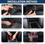 Car Seat Organizer Seat Back Storage Bag, Car Net Pocket Handbag Holder, Barrier of Backseat Dog Pet Kids for Car, Automotive Consoles Purse Holder, Black+Red Line