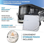 RV Windshield Sunshade | Reflective RV Windshield Cover for UV Rays & Heat Protection, Keeps Your RV Motorhome Cool | Shades for RV Fits RVs, Trucks, Motorhomes, Buses | XXXXX-Large 102"x51"