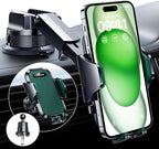 [True Military-Grade] Car Phone Holder [Strongest Suction & Clip] Cell Phone Mount for Dashboard Windshield Vent Truck Accessories Cradle Dash Stand for iPhone 15 14 13 12 Android,Green