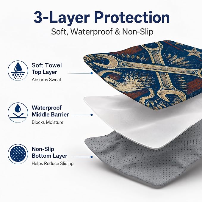 Car Seat Towel Cover for Front Seats, 1Pc Sweat Absorbent Car Seat Protector with Non-Slip Backing, Waterproof Towel Car Seat Covers for Runners, Gym, Swimming, Beach, Pets, Eagle Gear