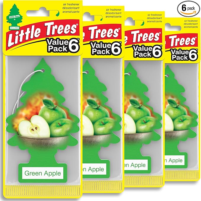 Car Air Freshener | Hanging Tree Provides Long Lasting Scent for Auto and Home | Green Apple, 24 Air Fresheners