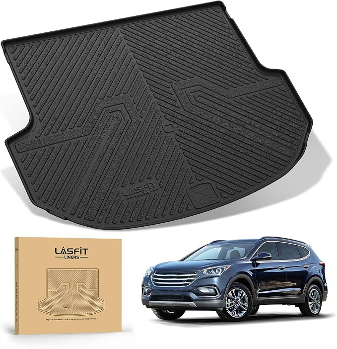 Cargo Mat for Hyundai Santa Fe Sport 2018 2017 2016 2015 2014 2013, All Weather TPE Custom Fit Car Trunk Mats Cargo Liners Accessories for Santa Fe Sport 2013-2018, Black