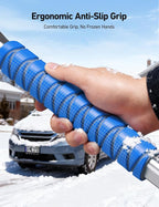47.2" Ice Scrapers for Car Windshield, 3 in 1 Sturdy Snow Brush with Squeegee, 10 Adjustable Length Settings, Extendable Aluminum Handle, 180° Pivoting Snow Scraper for Car, Truck, SUV(Blue)