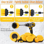 18 Pack Drill Brush Attachment Set, Power Cleaning Scrub Brushes for Drill, Extend Long Attachment, All Purpose for Car Detailing, Bathroom, Carpet, Tile Grout, Sinks, Corners