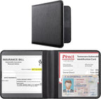 CoBak Car Registration and Insurance Holder - Men and Women Small Lightweight Vehicle Glove Box Car Organizer, Auto Truck Comparment Accessories Case for Essential Document, Driver License (Black)