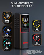 GT160 Tire Inflator Portable Air Compressor, 4X Faster 160PSI Portable Air Pump for Car Tires, Cordless Tire Pump with Digital Pressure Gauge for Cars, Bikes, Balls, Motorcycles,Auto-Shutoff