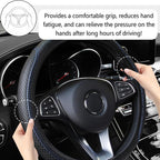 Leather Steering Wheel Cover,Anti Slip Car Steering Wheel Cover for Car Decorations & Steering Wheel Protections,Universal 15Inch Wheel Cover Car Interior Accessories for Men & Women (Black+Blue)