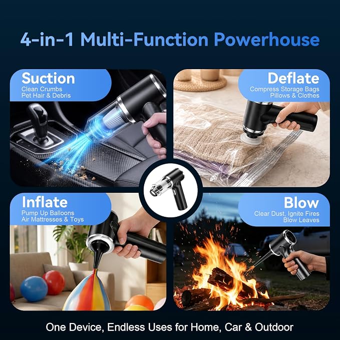 Handheld Vacuum Cordless 12000PA Real Strong Suction,Portable Small Car Vacuum Cleaner with 4 Modes & 4000mAh Rechargeable Battery,3 Filter,7-in-1 Cleaning Kit for Home Office Car Pet (Black)