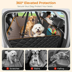 2026 Upgraded Back Seat Extender for Dogs - Large Hard Bottom Dog Car Seat Cover Holds 550lbs, Waterproof Dog Hammock Pet Bed with High-Density Foam Non-Slip Backseat Protector