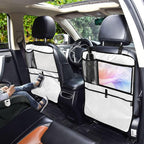 White Car Seat Organizer for Kids Backseat Kick Mat with Adjustable Strap Back Seat Protectors for Car Vehicle SUV 2 Pcs