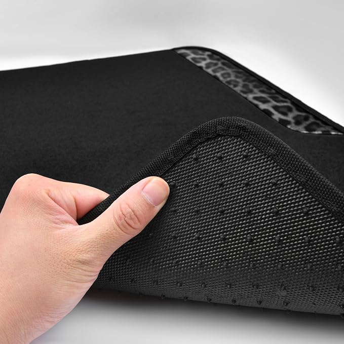 Waterproof Universal Car Floor Mats, Leopard Print Car Mats Fit for SUV,Vans,sedans, Trucks,Set of 4pcs Car Carpet with Driver Heel Pad and Nibs Backing, Leopard Car Accessories Gray Leopard