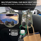 2PCS Car Hooks for Purses Bags, Halloween Spooky Cute Cat Witch Magic Seat Back Storage Headrest Holder Hanger PU Leather Double Metal Backseat Organizer, Women Car Accessories Organization