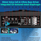 1600W Under Seat Subwoofer 10" Car Powered Subs with Built-in Amp | Slim Design with LED Ambient Lights, LPF/Gain/Bass Boost Controls and Bass Knob for Deep Bass Audio in Trucks SUVs Jeeps MPVs
