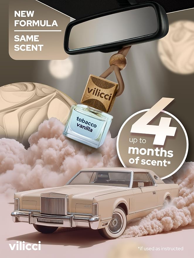 Tobacco Vanilla Car Air Freshener – Premium Auto Perfume & Car Diffuser | Sophisticated & Timeless Scent | Long-Lasting Up to 120 Days | Odor Eliminating | Vegan, Cruelty-Free Car Perfume