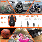 Tire Inflator Portable Air Compressor, Air Pump DC/AC for Car Tires 12V DC and Other Inflatables at Home 110V AC, Digital Electric Tire Pump with Pressure Gauge(Orange)