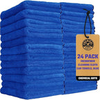 Professional Grade Premium Microfiber Towels for Cars, Blue, 16" x 16", Ultra-Soft and Scratch-Free Car Detailing Cloths for Trucks, Motorcycles, and More - 24 Pack