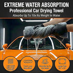 Car Drying Towel Extra Large 36" x 24" 1400 GSM Twisted Loop Microfibre - Charcoal Drying Towel Car Detailing, Double-Sided Edgeless Design, Super Absorbent, Durable Machine Washable and Lint-Free