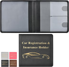 Car Registration and Insurance Holder, Vehicle Glove Box Car Organizer Men Women Wallet Accessories Case for Cards, Essential Document, Driver License, Black
