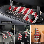 Car Seat Headrest Hook, Universal Leather Cute Hanger Holder Hook, Storage Organizer Interior Accessories for Purse Bags Handbag Retro American Flag