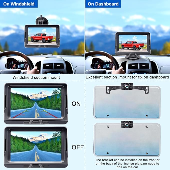 HD 1080P 5 inch Wireless Backup Camera for Truck: Clear Day & Night Vision | 15 Mins Easy Install for Car Trucks SUV Camper Parking Safety Assistance