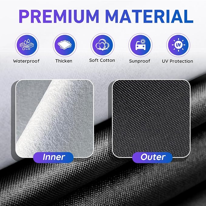 Half Car Cover for SUV, Windshield Cover for Ice and Snow, Hail Protector Car Cover Waterproof All Weather Fits Large SUV