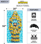 Kids Super Soft Cotton Bath/Pool/Beach Towel, 58 in x 28 in, Minions The Rise Of Gru