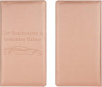 Car Registration and Insurance Holder, Vehicle Glove Box Car Organizer Men Women Wallet Accessories Case with Magnetic Shut for Cards, Essential Document, Driver License, Rose Gold