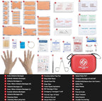 Mini First Aid Kit - 150 Piece Small Waterproof Hard Shell Medical Kit for Home, Car, Travel, Camping, Truck, Hiking, Sports, Office, Vehicle & Outdoor Emergencies- Small First Aid Medical Kit (Red)